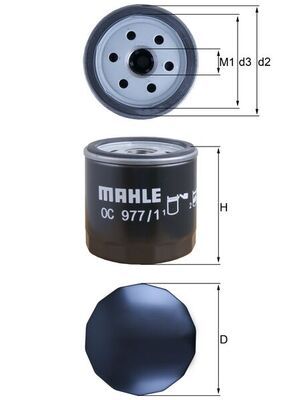 Filtro de aceite MAHLE OC 977/1 04E115561H para VW, AUDI, SKODA, CUPRA Filtro de aceite MAHLE OC 977/1 04E115561H para VW, AUDI, SKODA, CUPRA